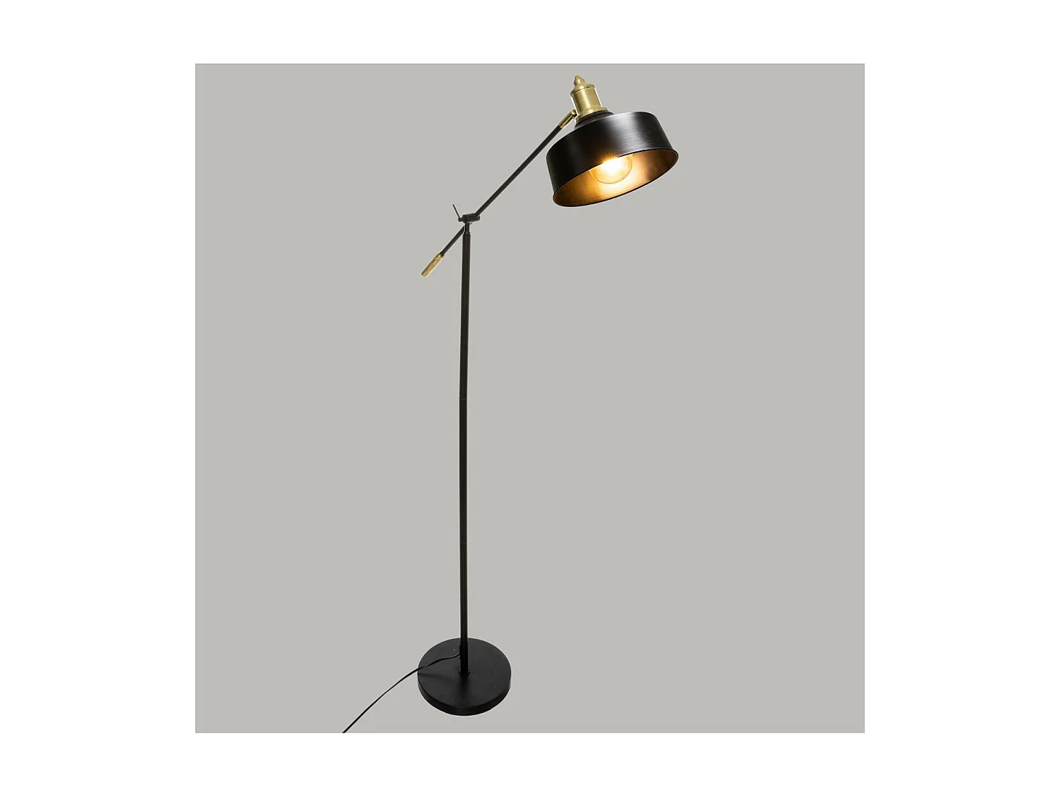 Lampadaire Arc en métal noir et doré H 155 cm