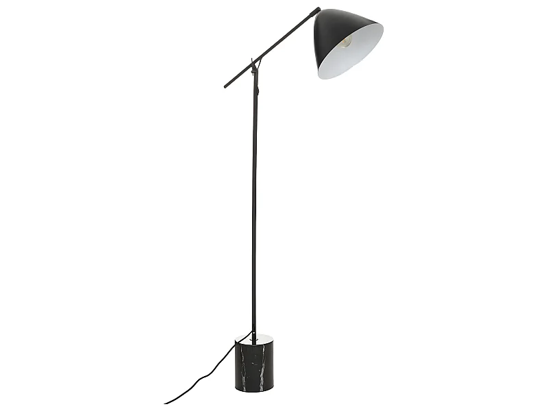 Lampadaire en Métal et Marbre Noir H 145 cm