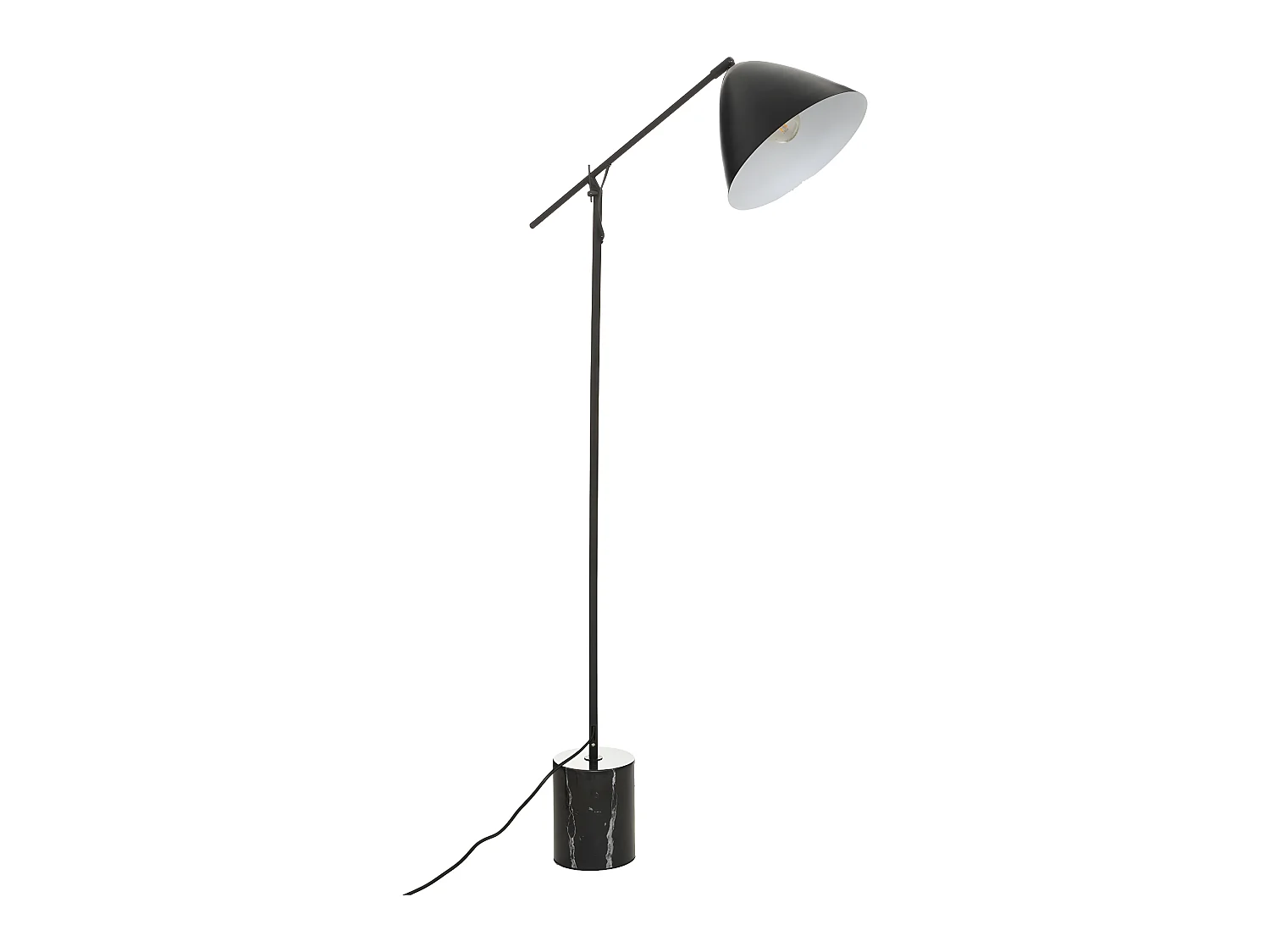 Lampadaire en Métal et Marbre Noir H 145 cm
