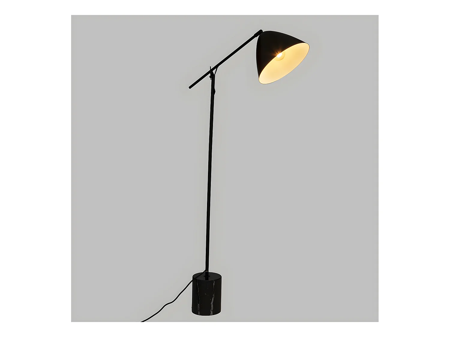Lampadaire en Métal et Marbre Noir H 145 cm