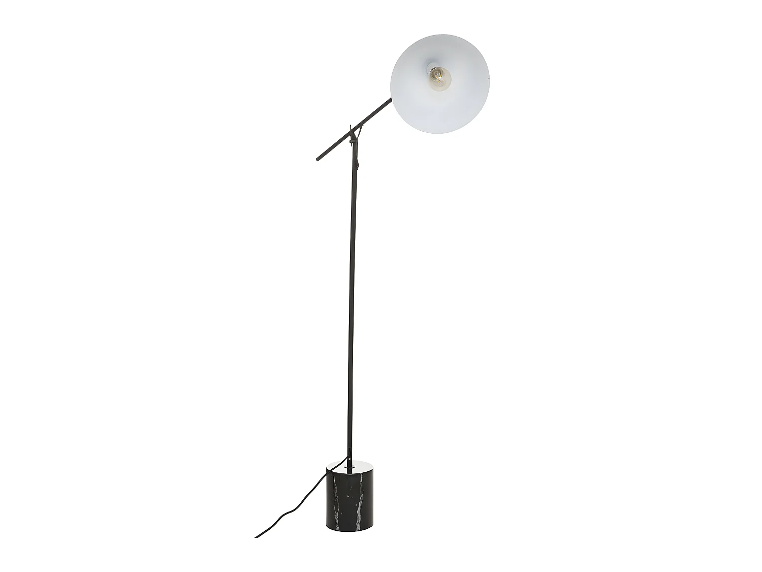 Lampadaire en Métal et Marbre Noir H 145 cm