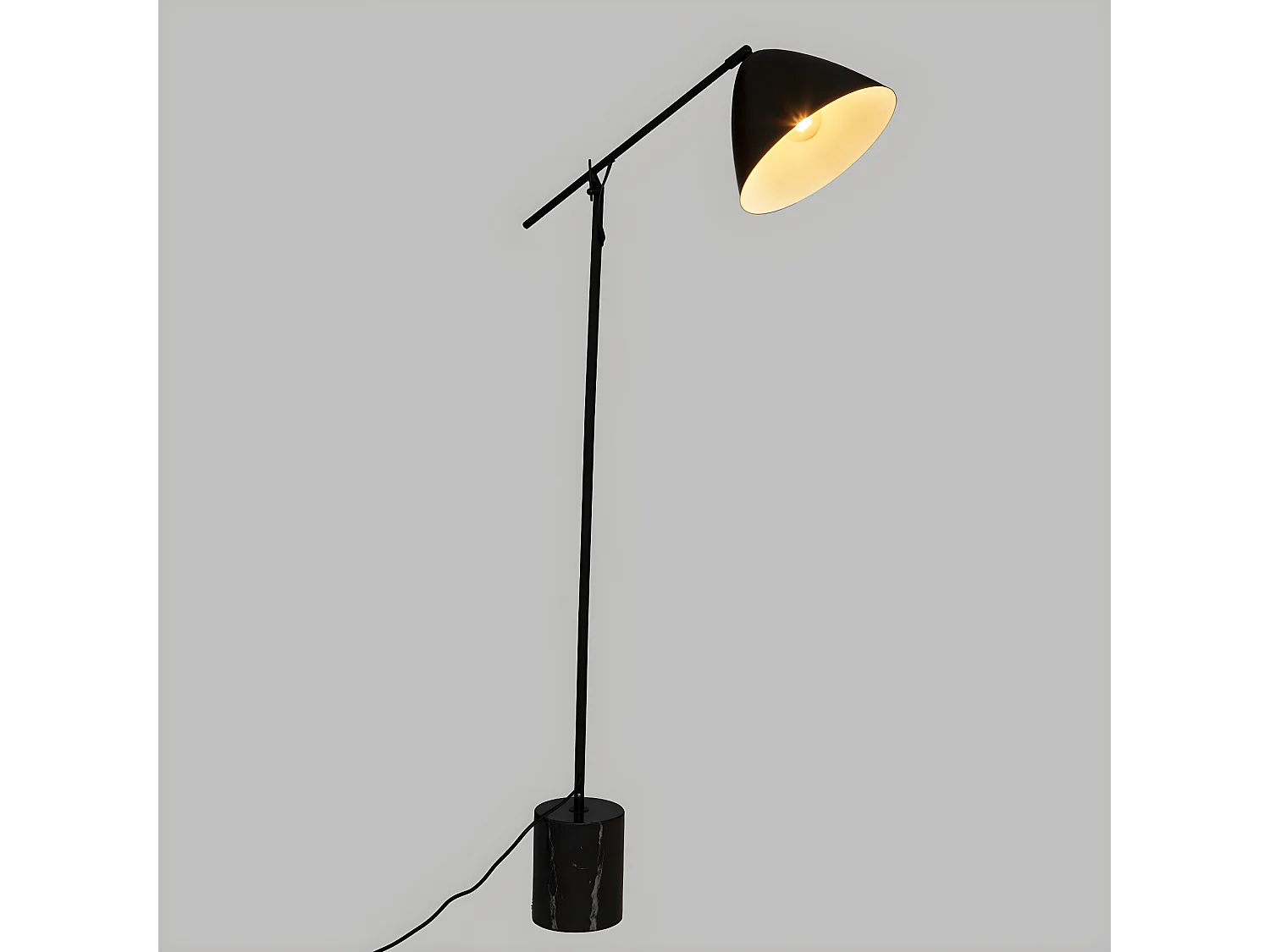 Lampadaire en Métal et Marbre Noir H 145 cm
