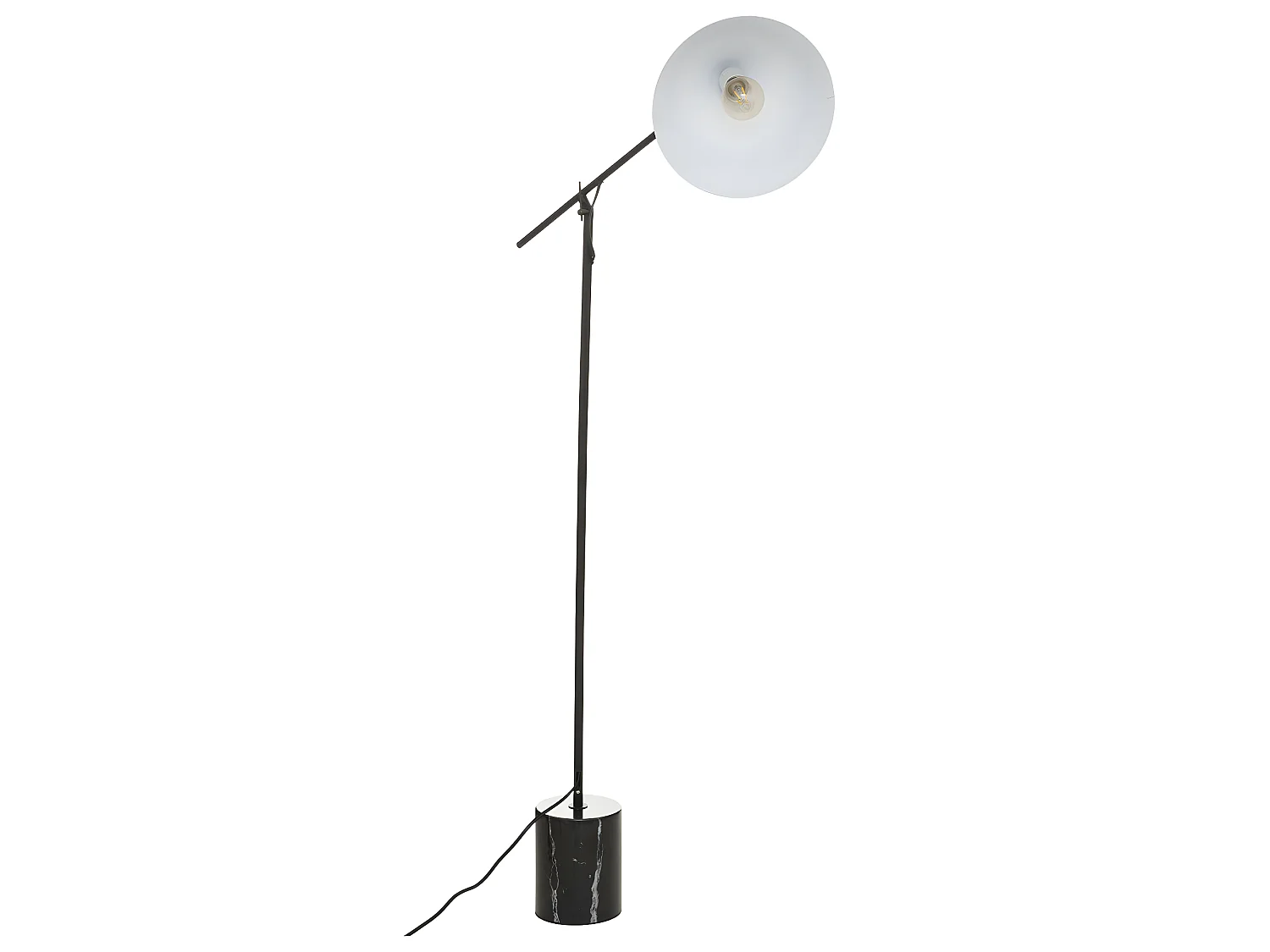 Lampadaire en Métal et Marbre Noir H 145 cm