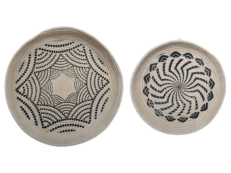 Set 2 Décorations Murales Paniers en Jute D 48.5 cm et D 38.5 cm