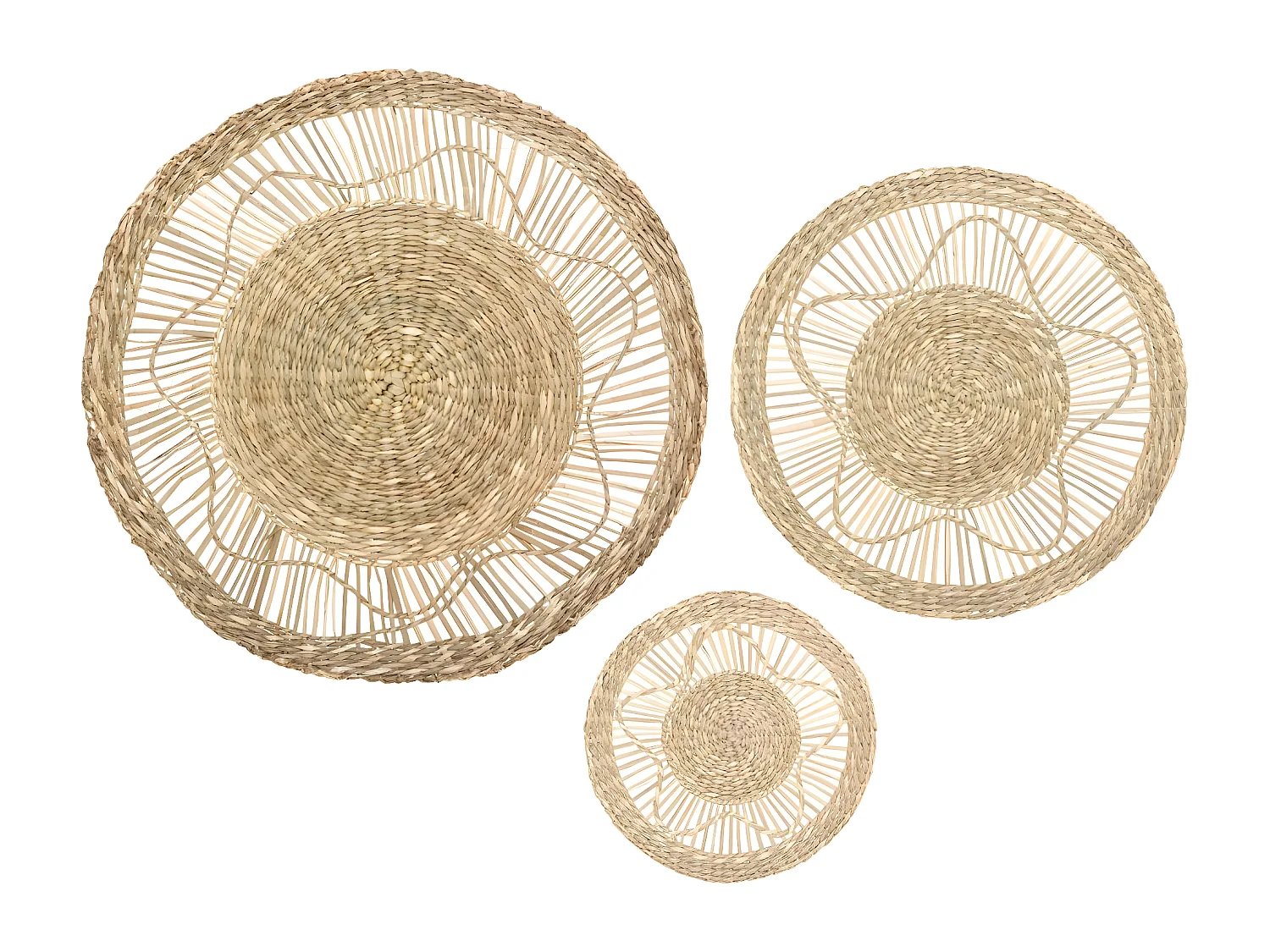 Set de 3 Décorations murales en Seagrass D 38 - 28 et 18 cm