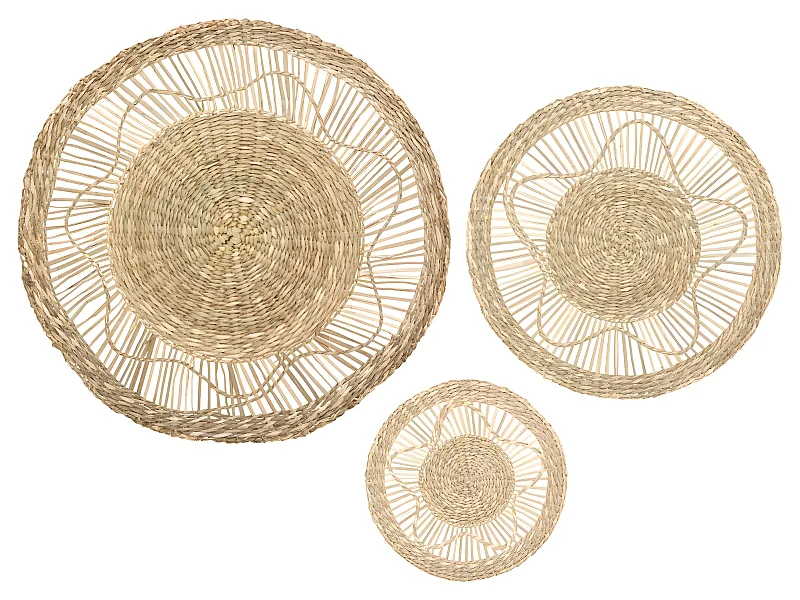 Set de 3 Décorations murales en Seagrass D 38 - 28 et 18 cm