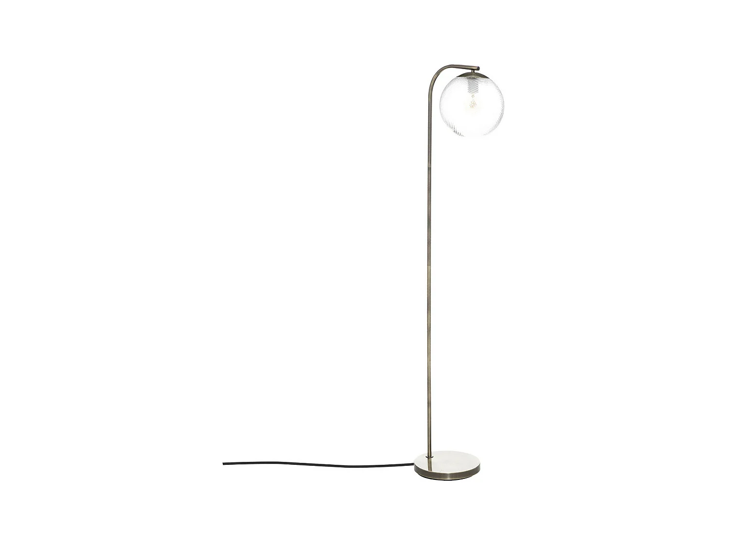 Lampadaire en Métal Mordoré et Verre strié H 153 cm