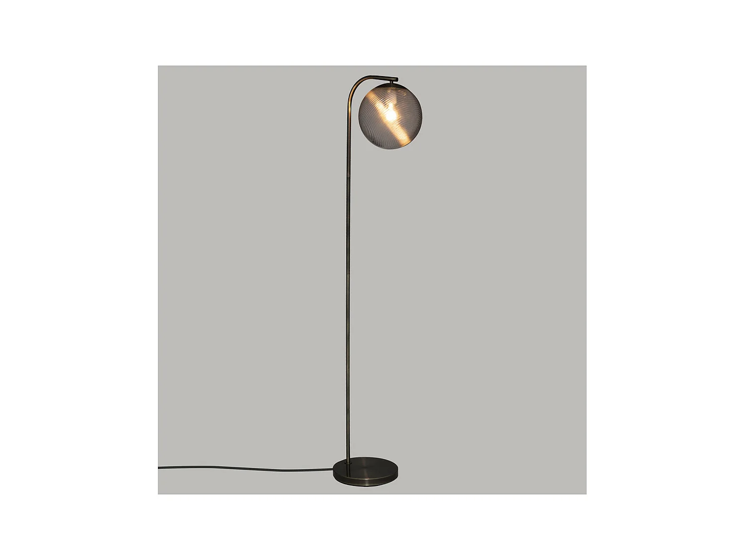 Lampadaire en Métal Mordoré et Verre strié H 153 cm