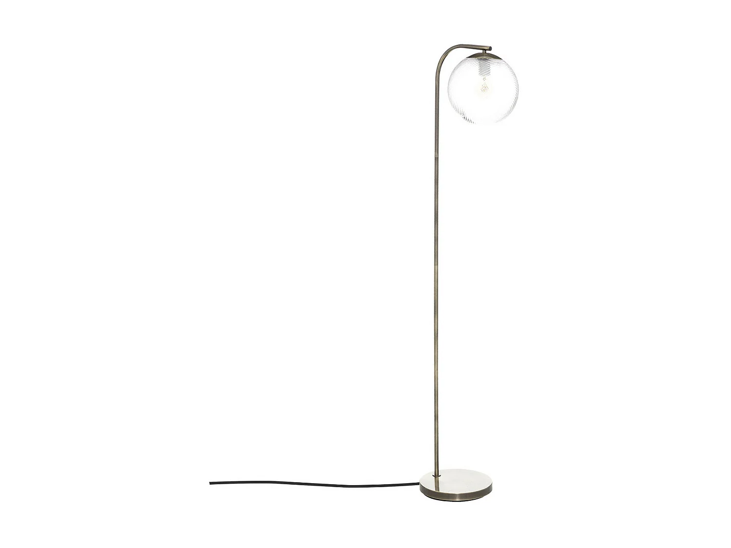 Lampadaire en Métal Mordoré et Verre strié H 153 cm