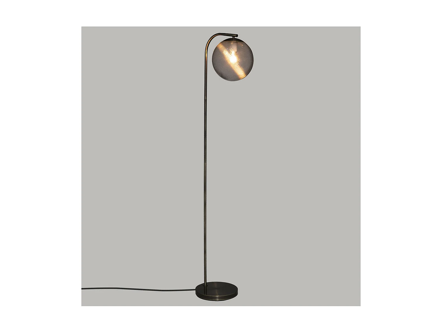 Lampadaire en Métal Mordoré et Verre strié H 153 cm