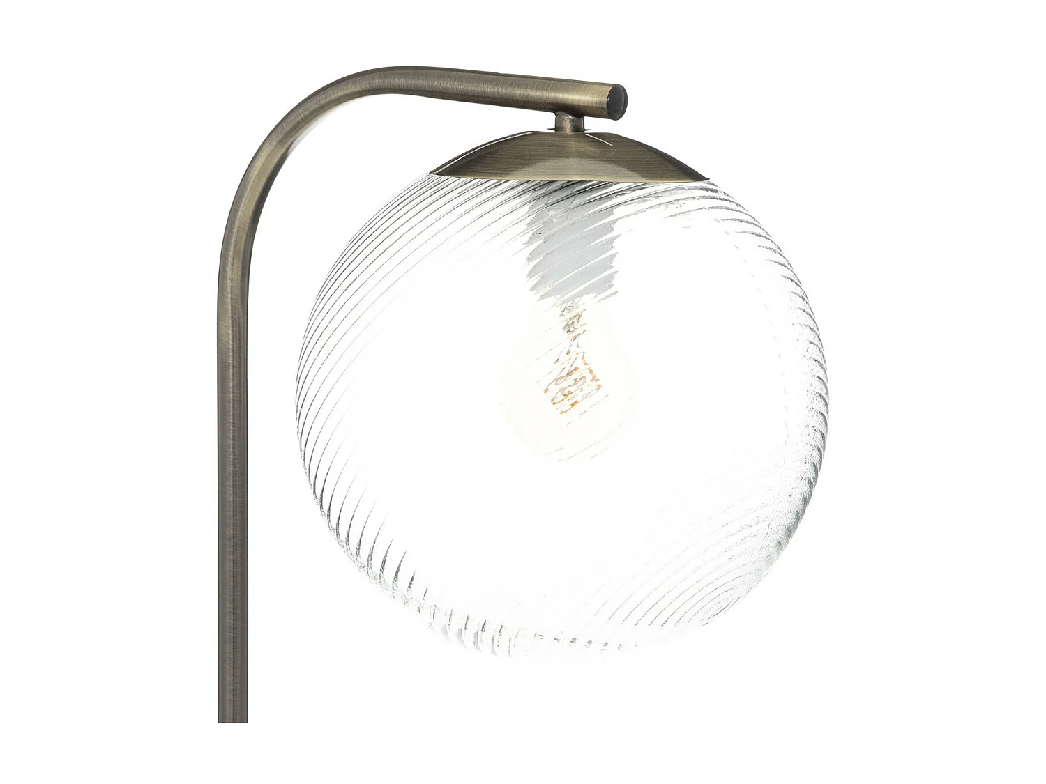 Lampadaire en Métal Mordoré et Verre strié H 153 cm