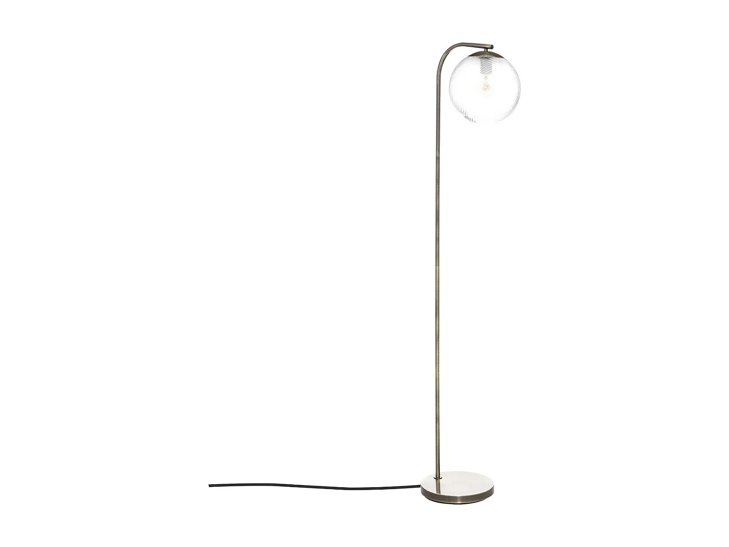 Lampadaire en Métal Mordoré et Verre strié H 153 cm