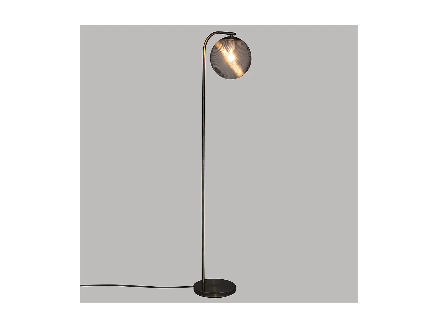 Lampadaire en Métal Mordoré et Verre strié H 153 cm