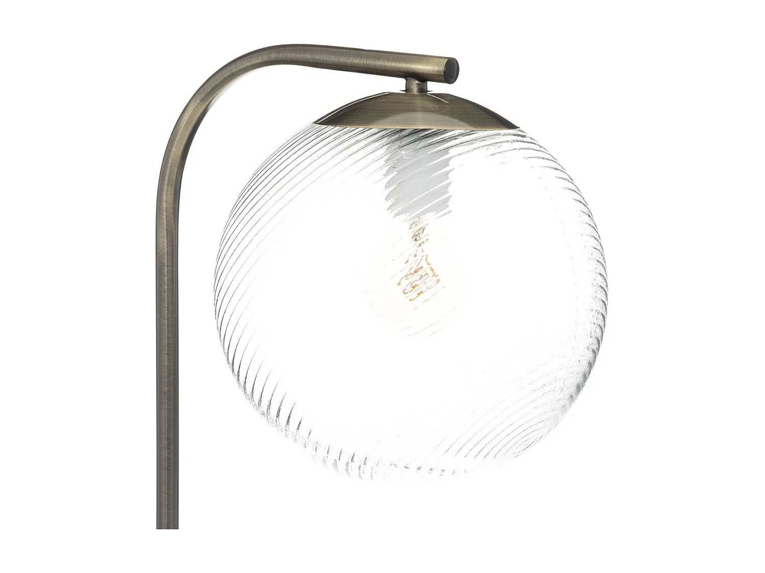 Lampadaire en Métal Mordoré et Verre strié H 153 cm