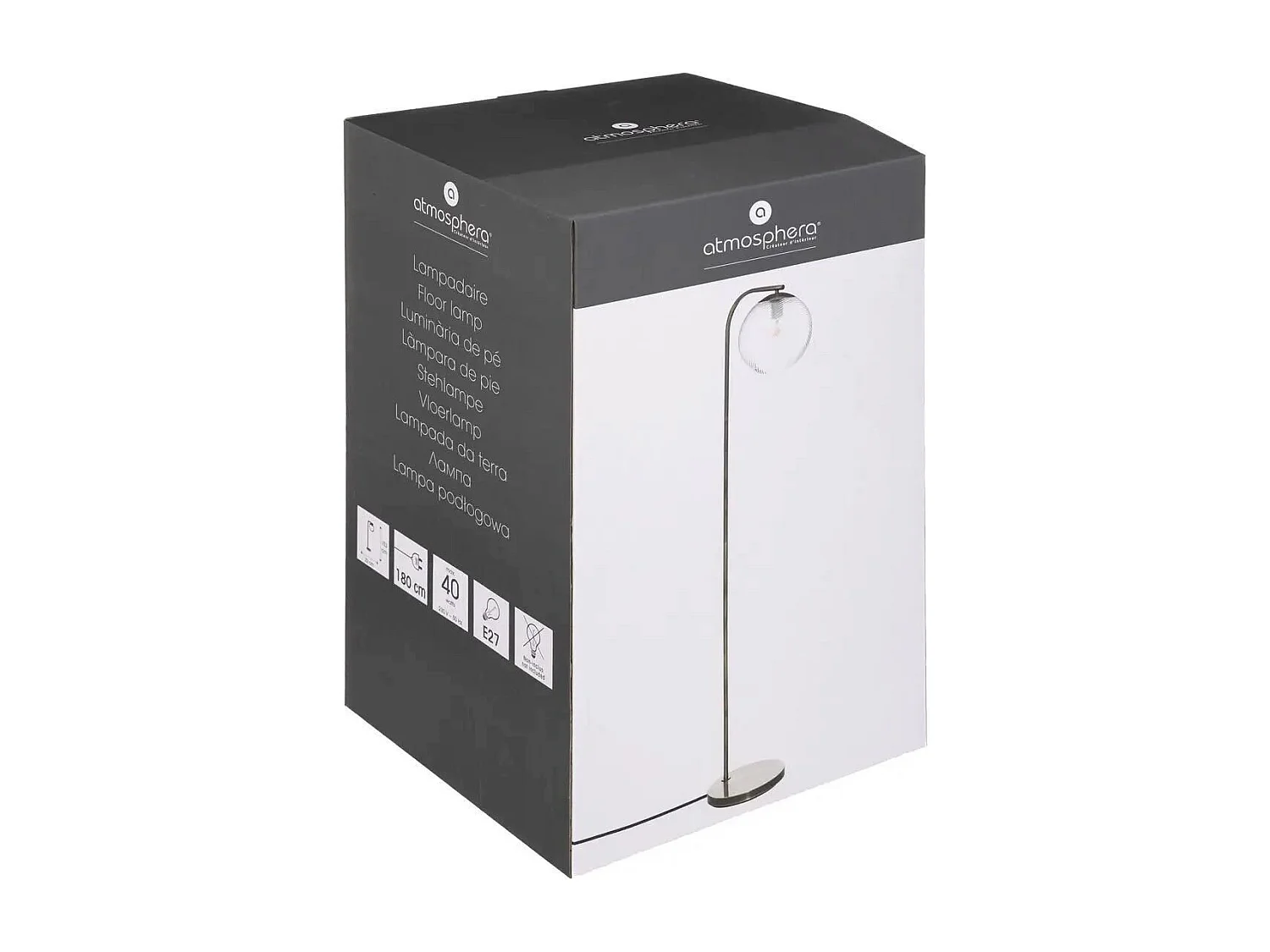 Lampadaire en Métal Mordoré et Verre strié H 153 cm