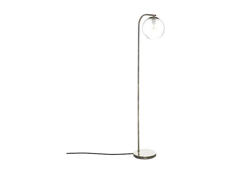 Lampadaire en Métal Mordoré et Verre strié H 153 cm