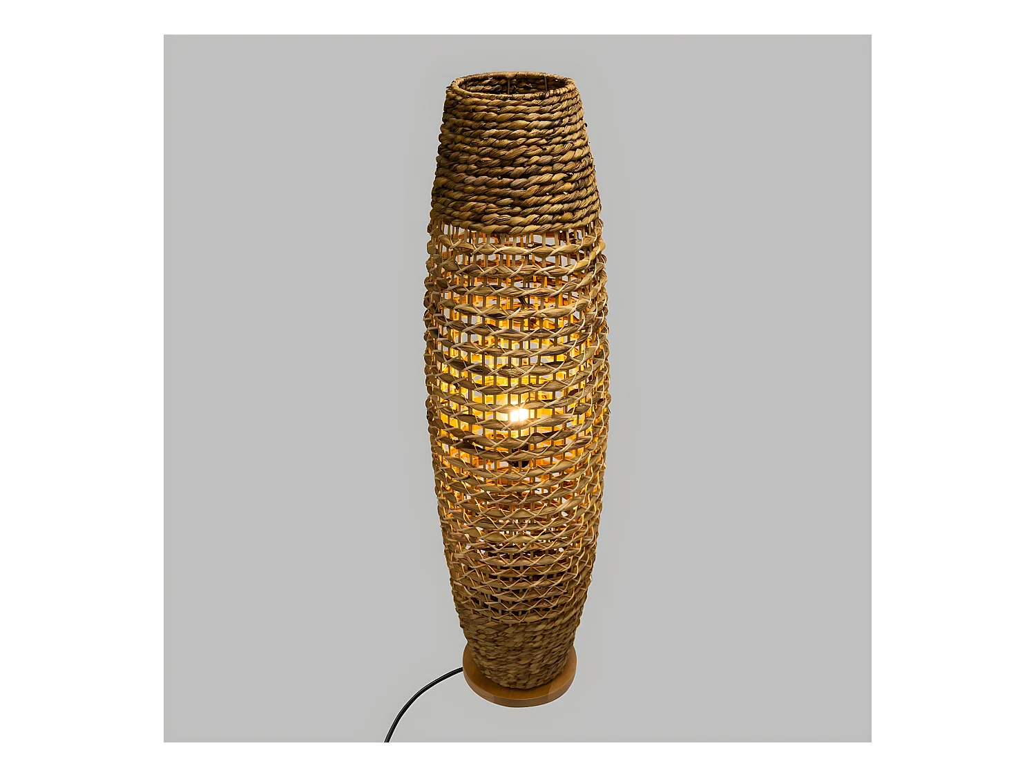 Lampadaire en métal et bois naturel H 118 cm