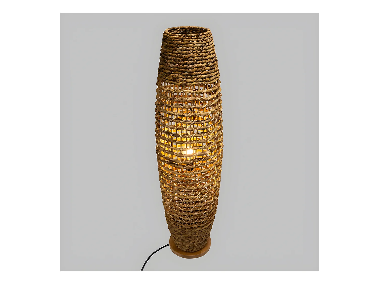 Lampadaire en métal et bois naturel H 118 cm