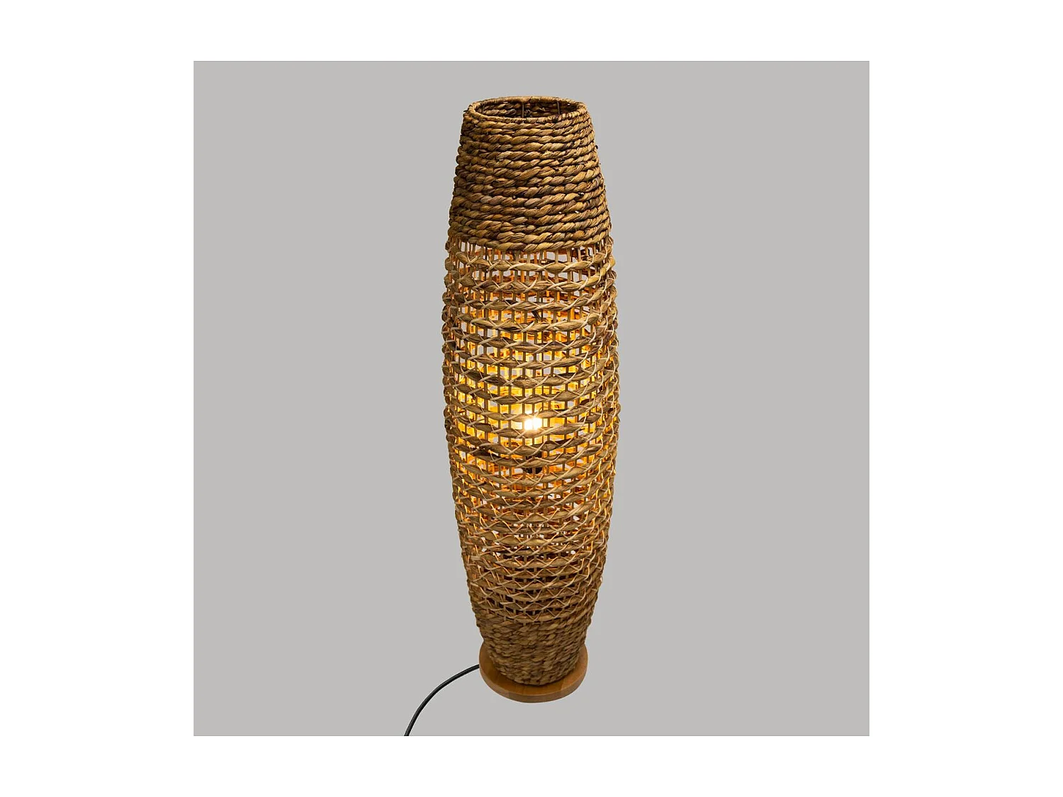 Lampadaire en métal et bois naturel H 118 cm