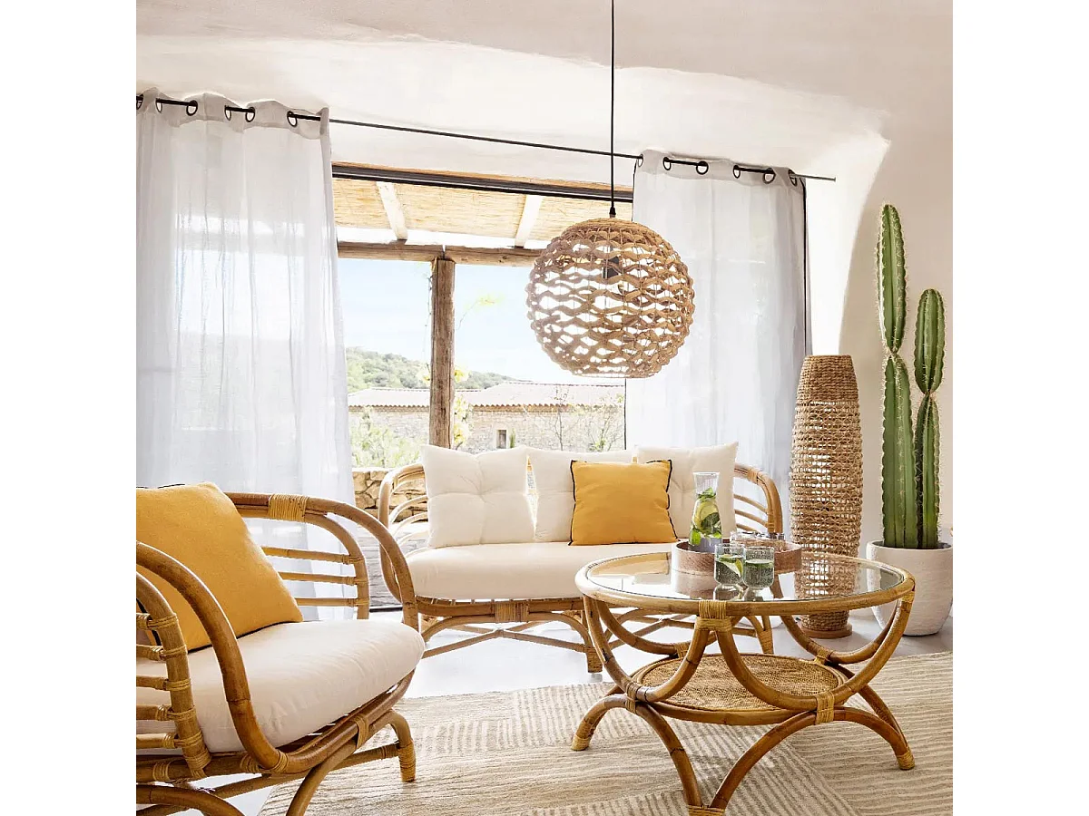 Lampadaire en métal et bois naturel H 118 cm