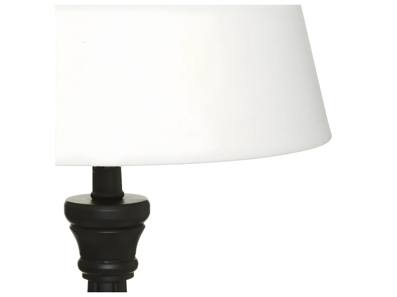Lampadaire en Bois Noir et Abat-jour Blanc H 156 cm