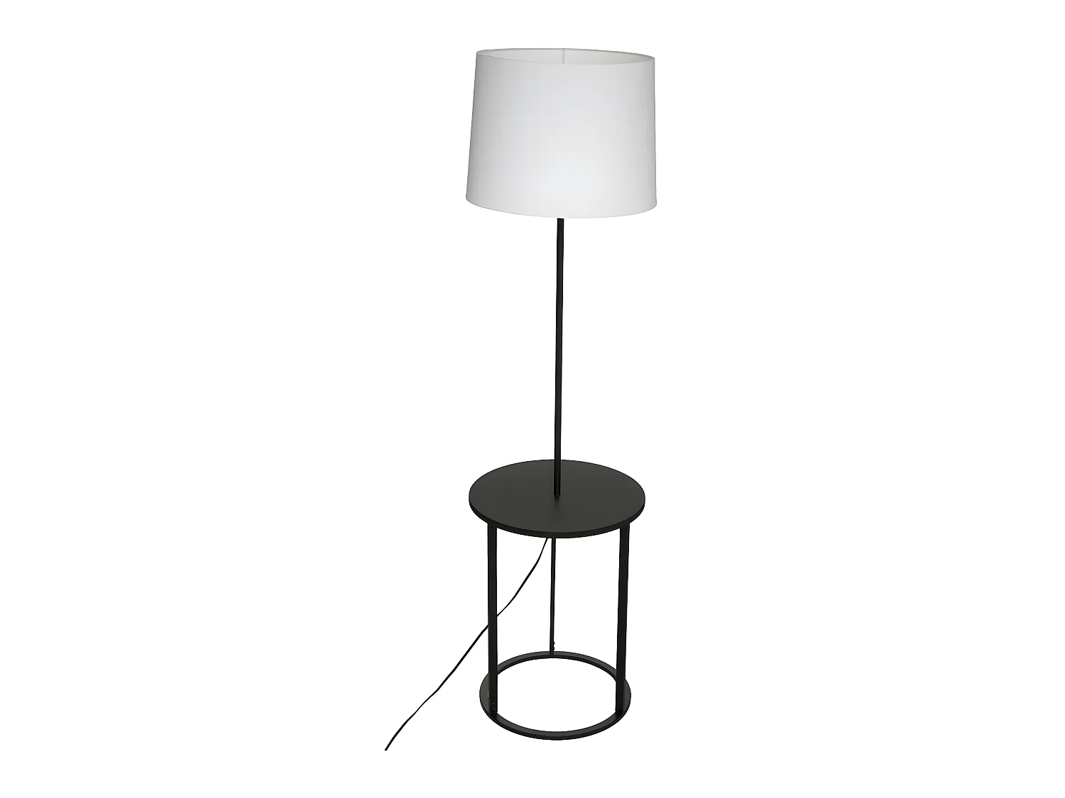 Lampadaire en Métal Noir avec tablette H 149 cm