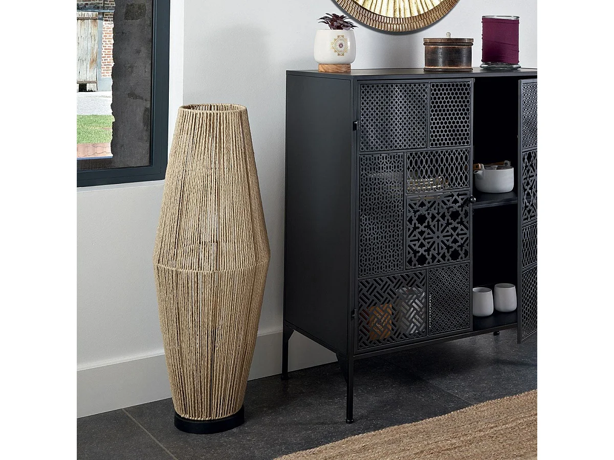 Lampadaire Corde Nature H 83 cm