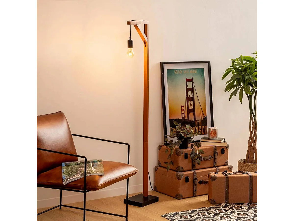 Lampadaire en Bois de Pin H 148 cm