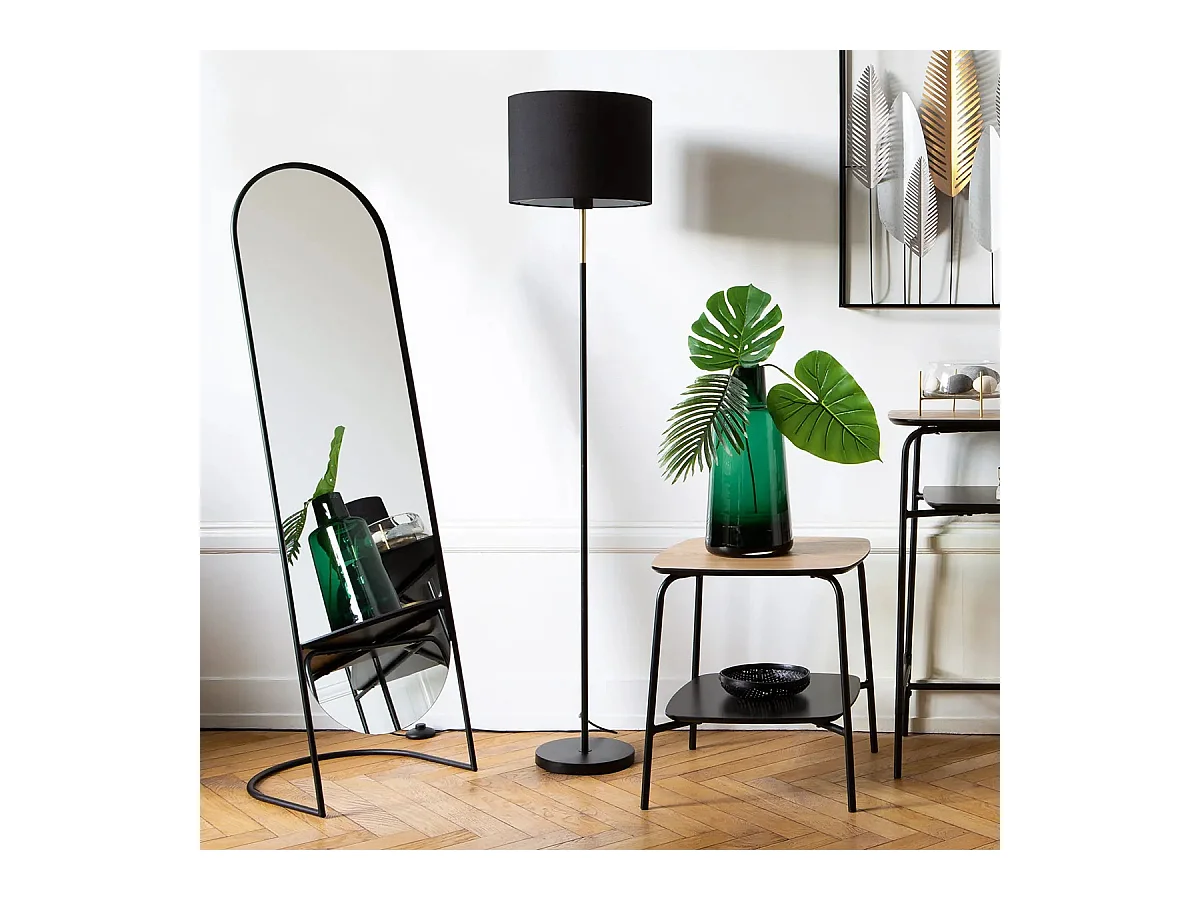 Lampadaire en Métal Noir et Doré H 151 cm