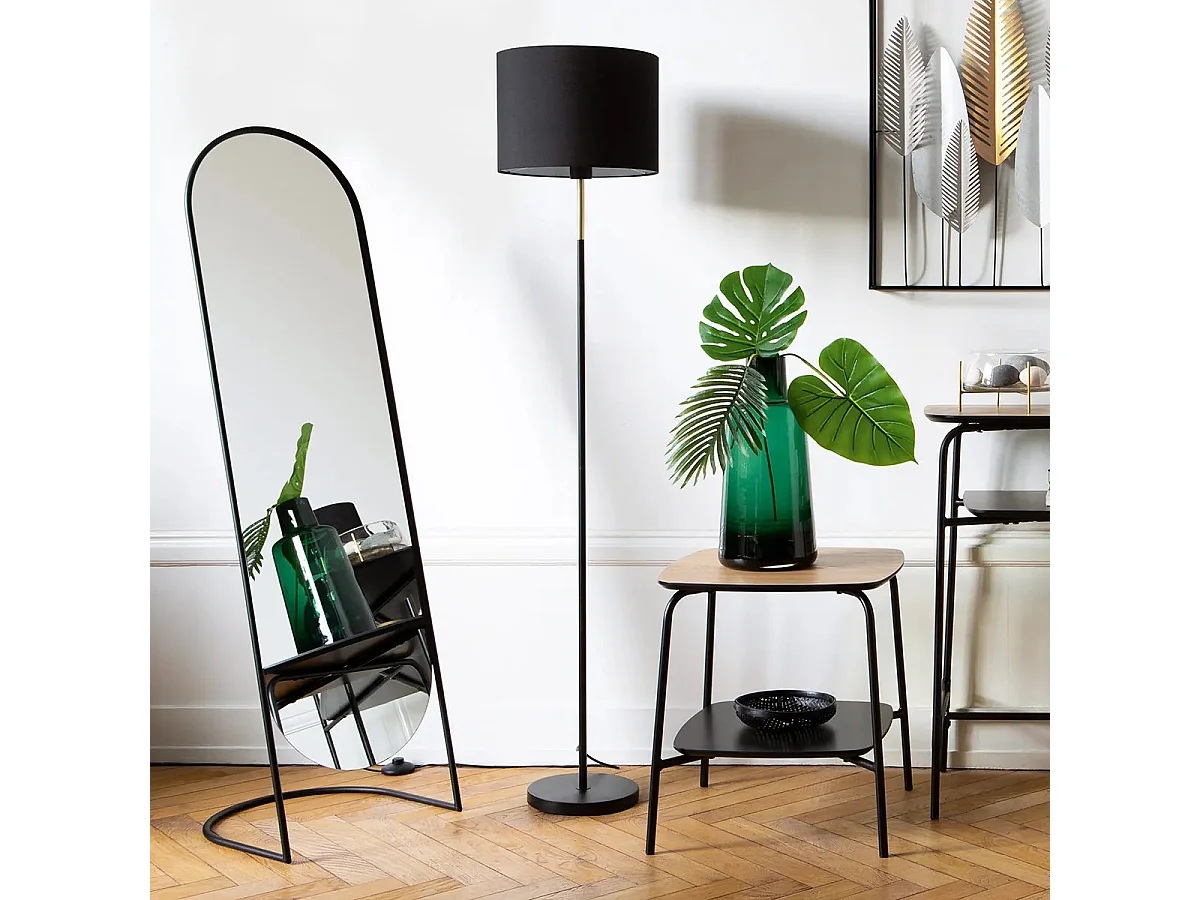 Lampadaire en Métal Noir et Doré H 151 cm