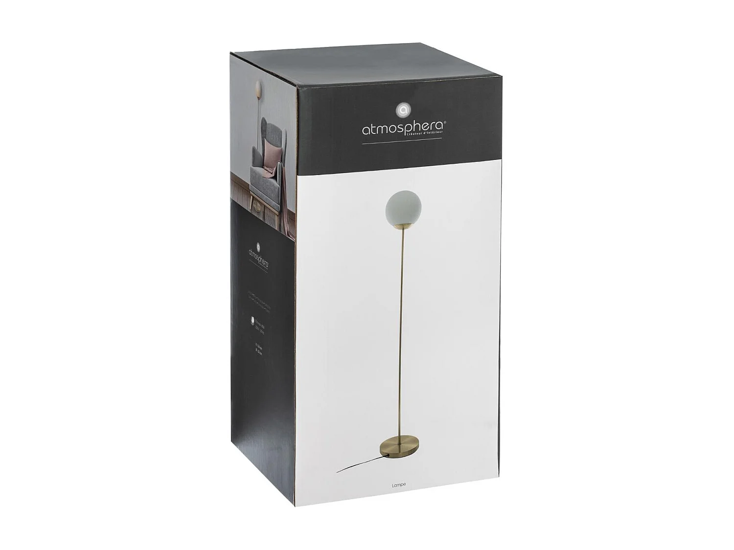 Lampadaire en métal Doré et Verre H 134 cm