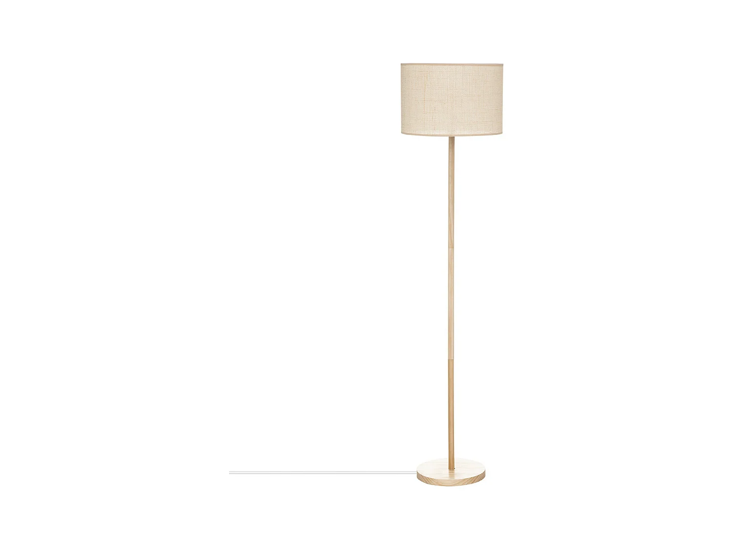 Lampadaire en Bois de Pin et Abat-jour Beige naturel tressé H 149.5 cm