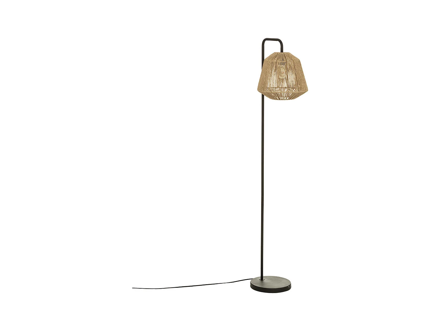 Lampadaire pied en métal noir et abat-jour Beige H 150 cm