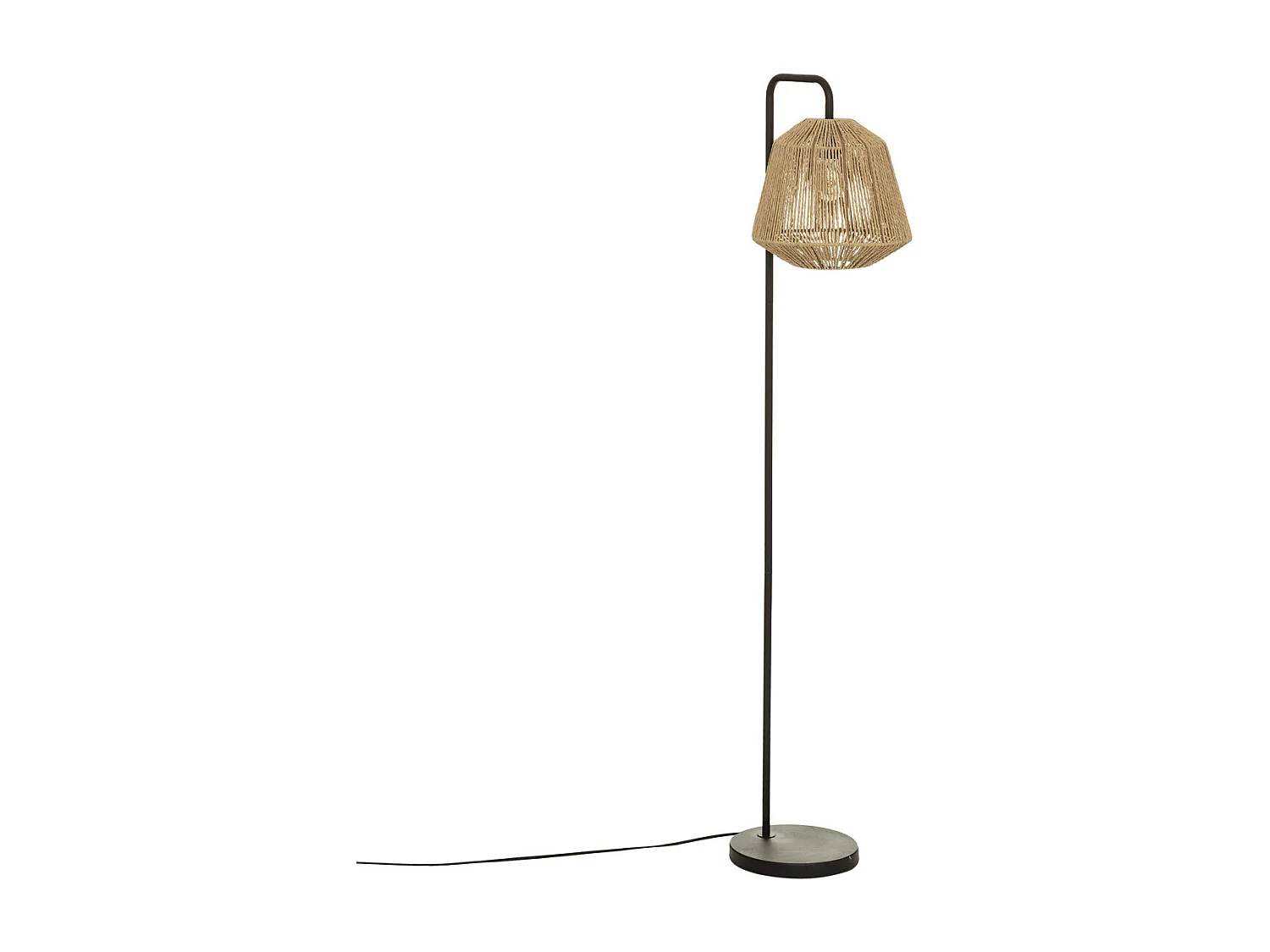 Lampadaire pied en métal noir et abat-jour Beige H 150 cm