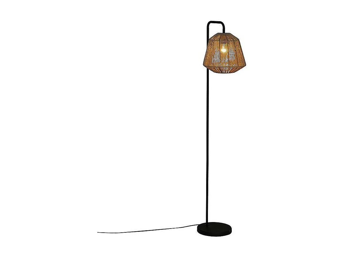 Lampadaire pied en métal noir et abat-jour Beige H 150 cm