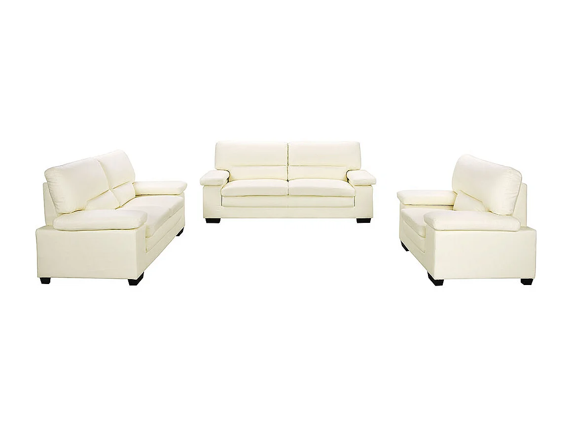 Canapés 3 places 2 places et un fauteuil en cuir de buffle ivoire MIMAS II