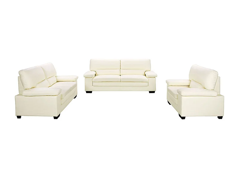 Canapés 3 places 2 places et un fauteuil en cuir de buffle ivoire MIMAS II