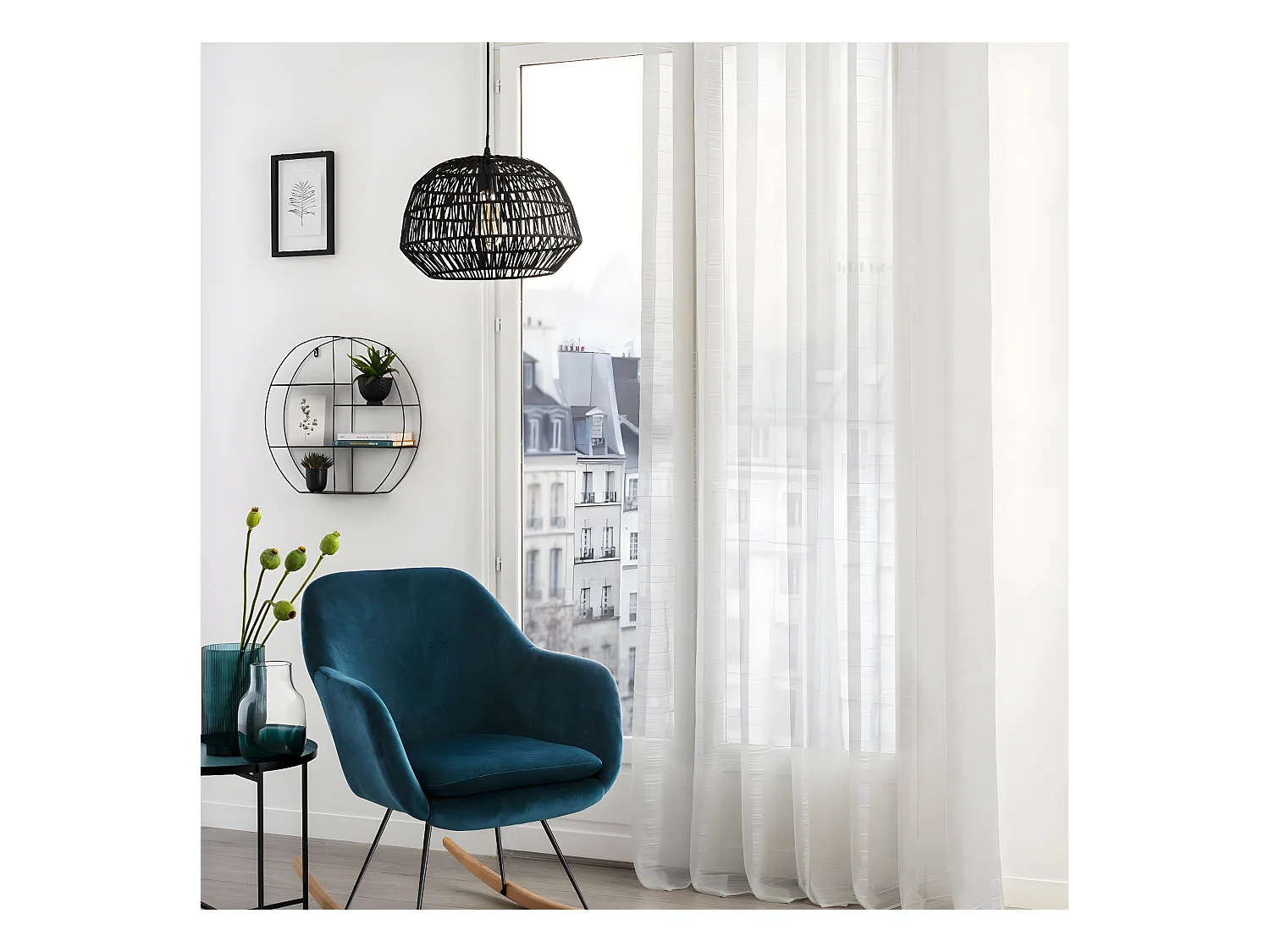 Voilage à œillets Blanc tissage à rayures 140 x 240 cm