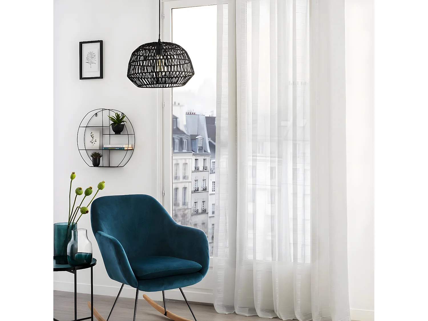 Voilage à œillets Blanc tissage à rayures 140 x 240 cm