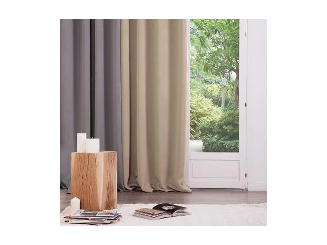 Rideau à œillets Occultant Beige Lin 140 x 260 cm