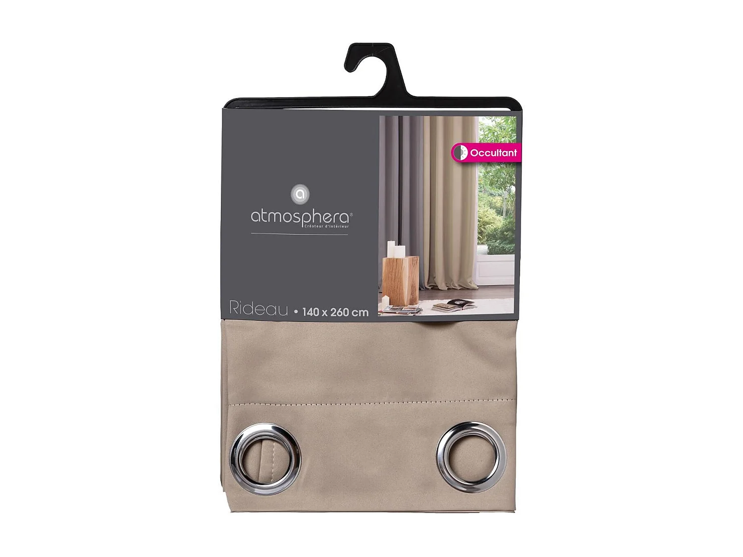 Rideau à œillets Occultant Beige Lin 140 x 260 cm