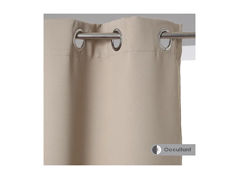 Rideau à œillets Occultant Beige Lin 140 x 260 cm