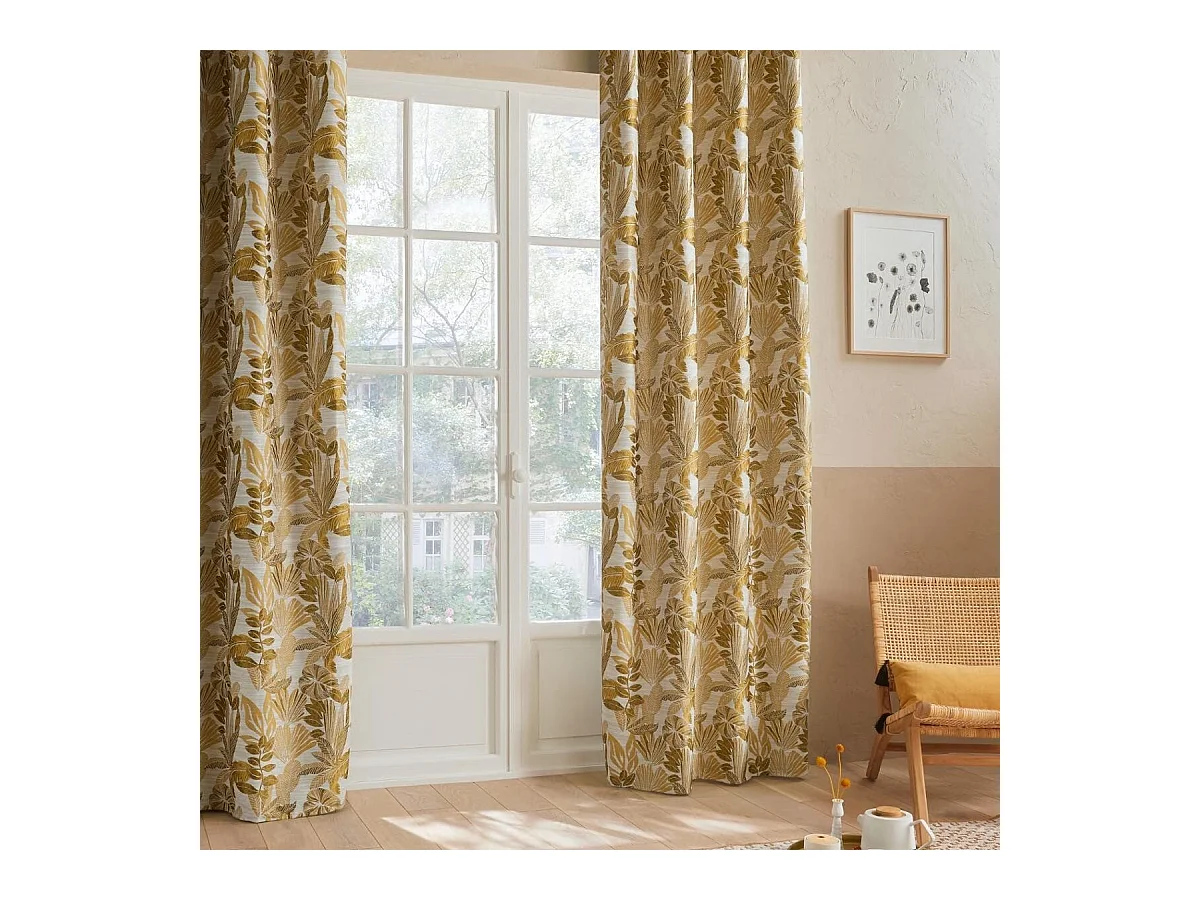 Rideau à œillets Jacquard Ocre 140 x 260 cm