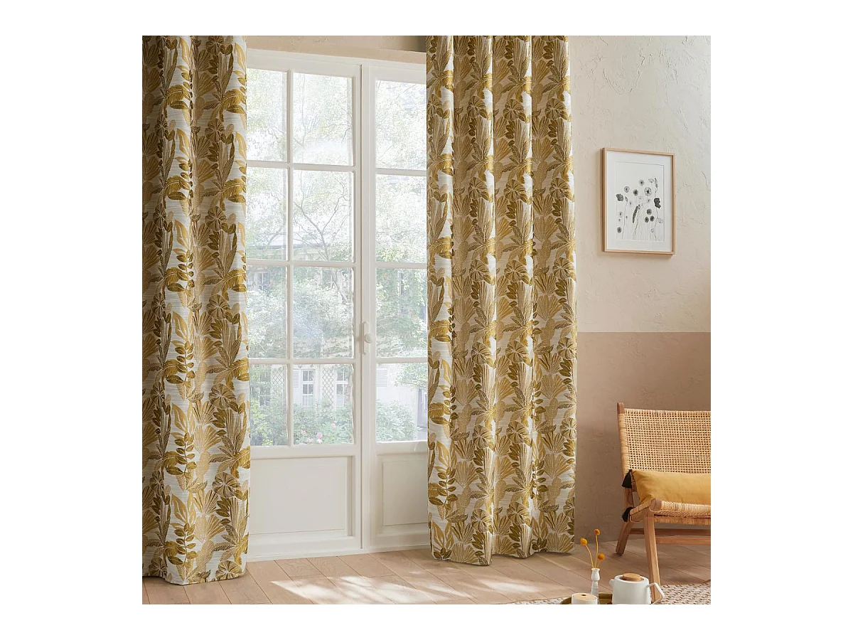 Rideau à œillets Jacquard Ocre 140 x 260 cm