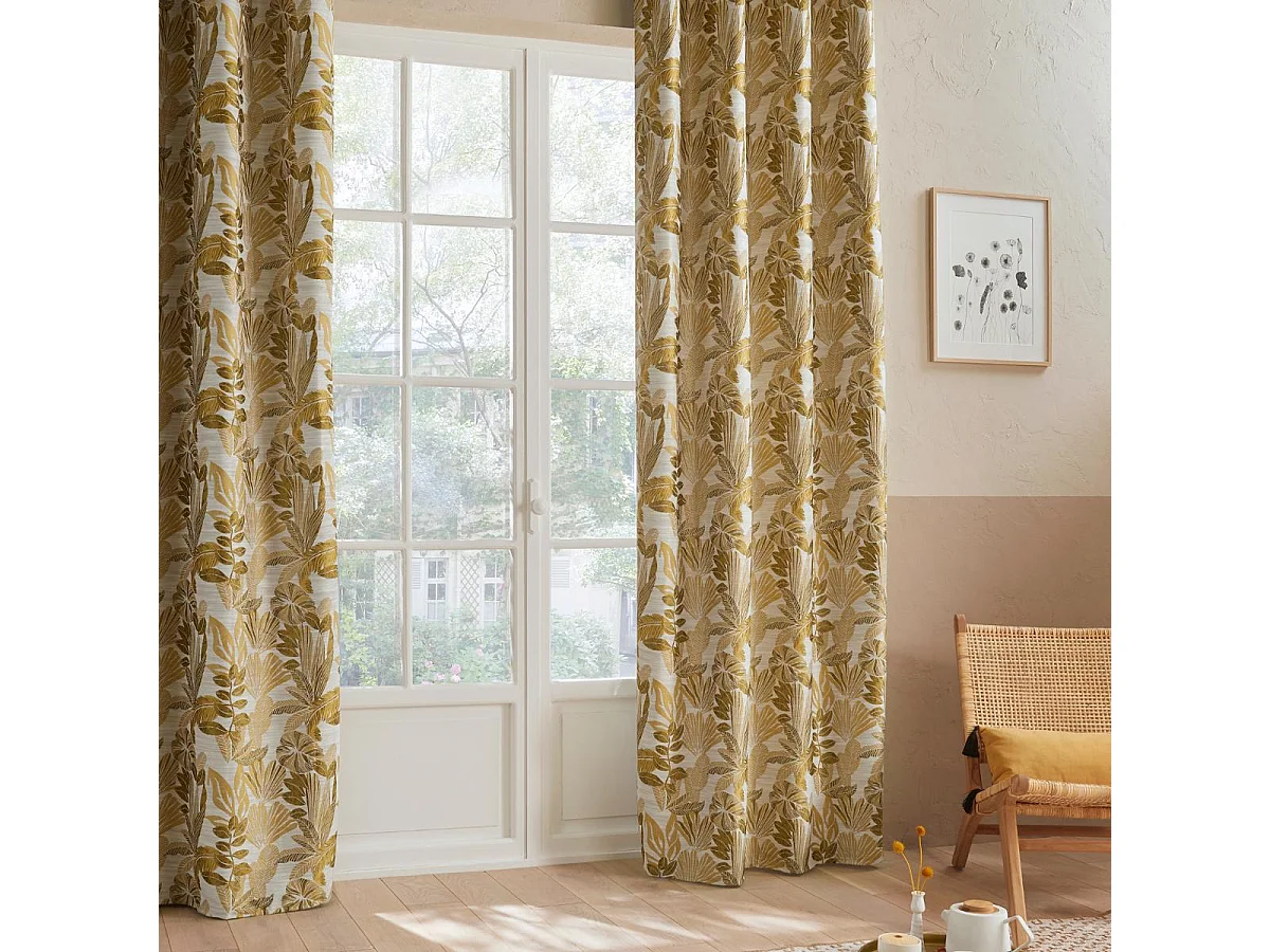 Rideau à œillets Jacquard Ocre 140 x 260 cm