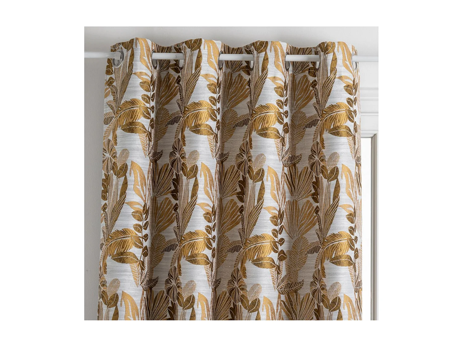 Rideau à œillets Jacquard Ocre 140 x 260 cm