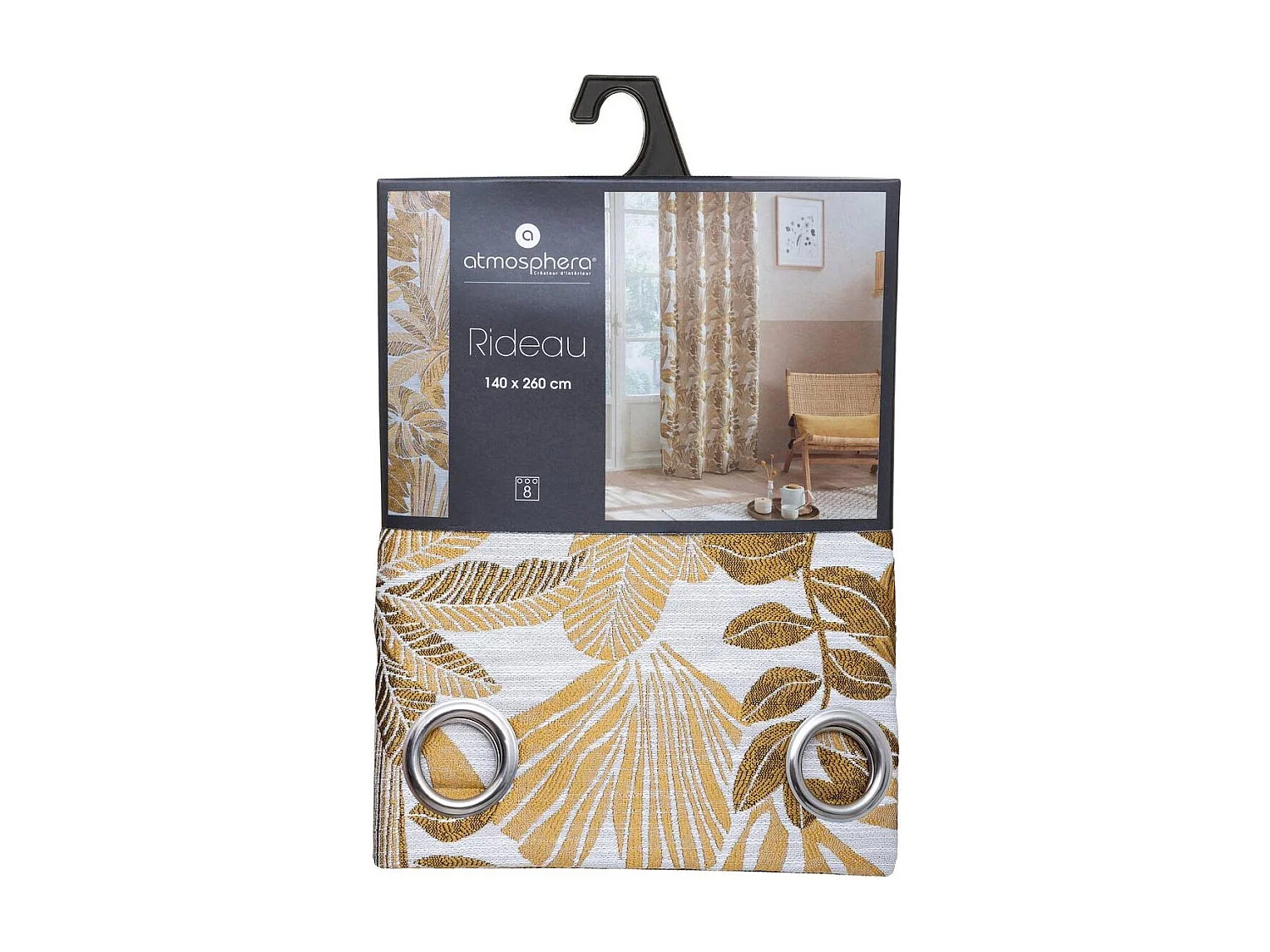 Rideau à œillets Jacquard Ocre 140 x 260 cm