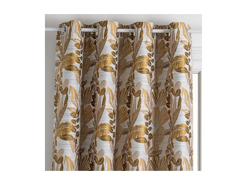 Rideau à œillets Jacquard Ocre 140 x 260 cm