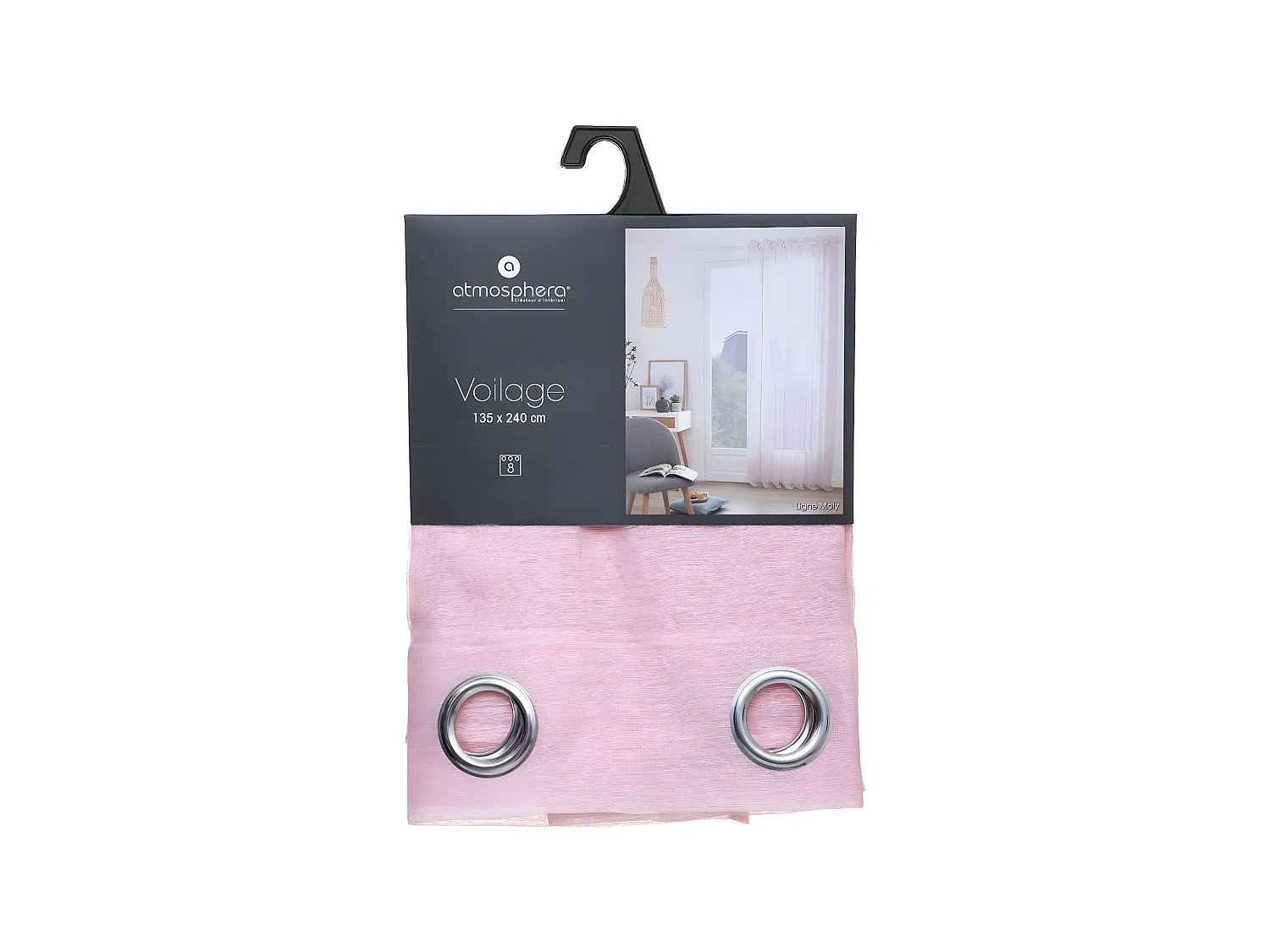 Voilage à œillets Rose 135 x 240 cm