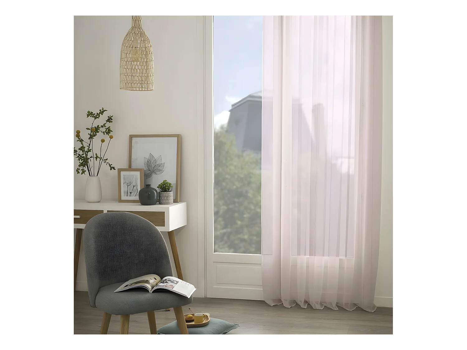 Voilage à œillets Rose 135 x 240 cm